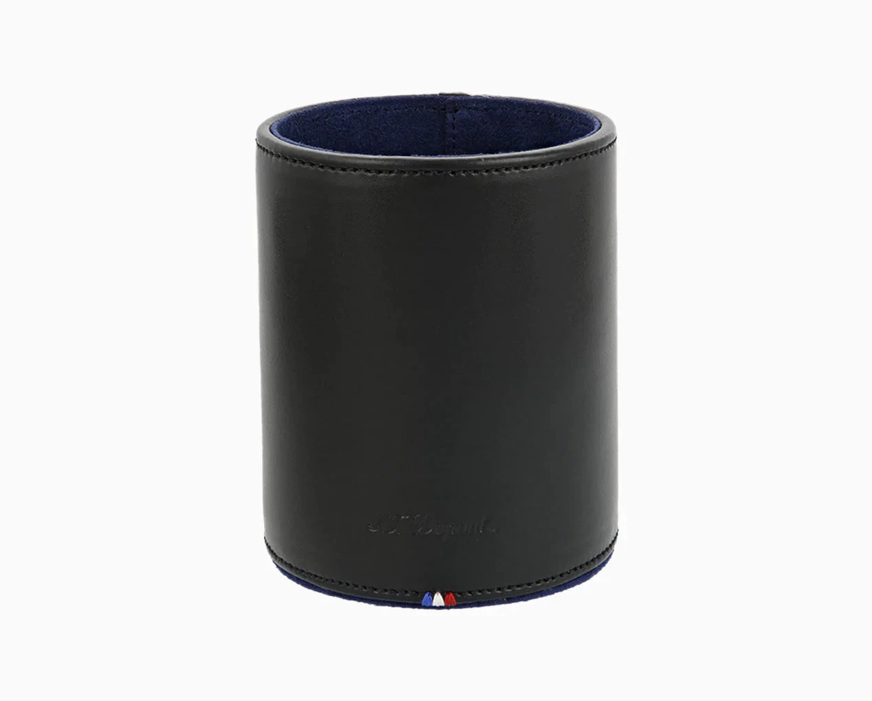 S.T.Dupont Portapenne Logo Goffrato con Fascia Tricolore | Pelle Nera | Line D