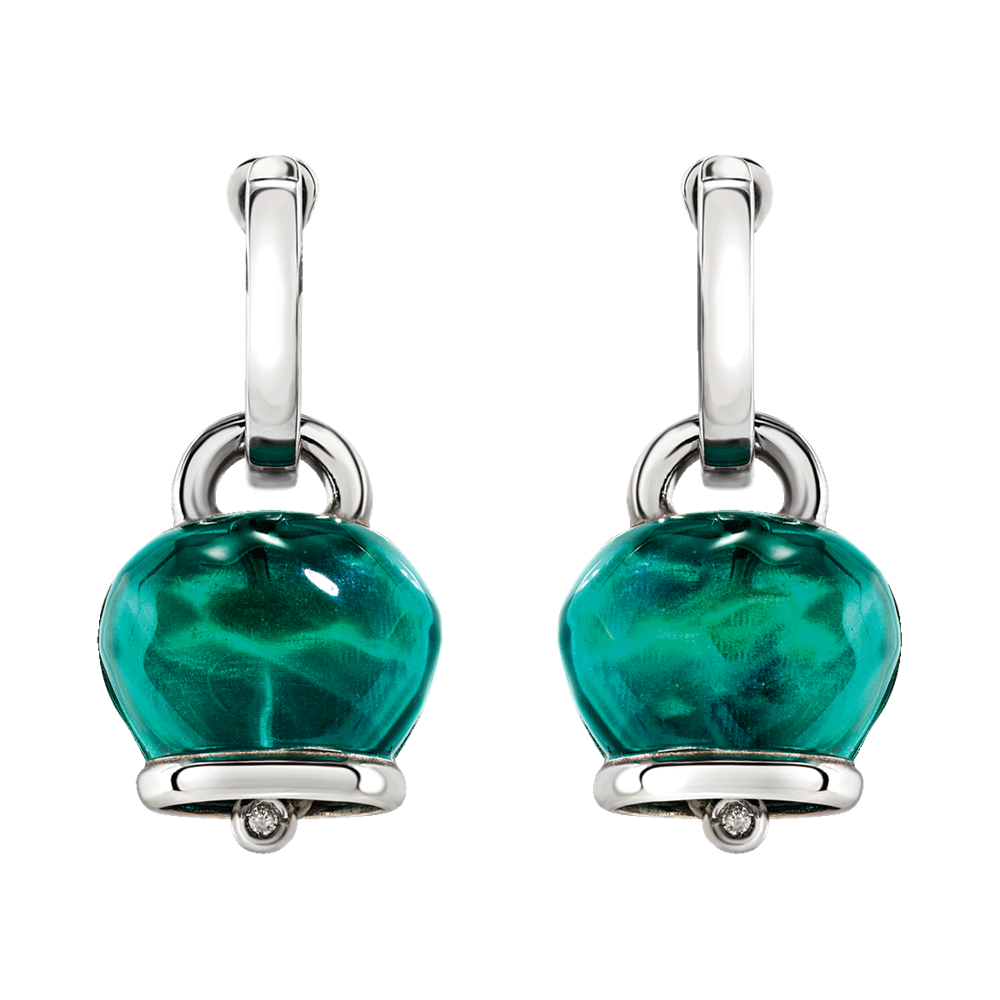 Chantecler | Orecchini | Campanella Resina Verde | Argento | Diamanti 0,02ct