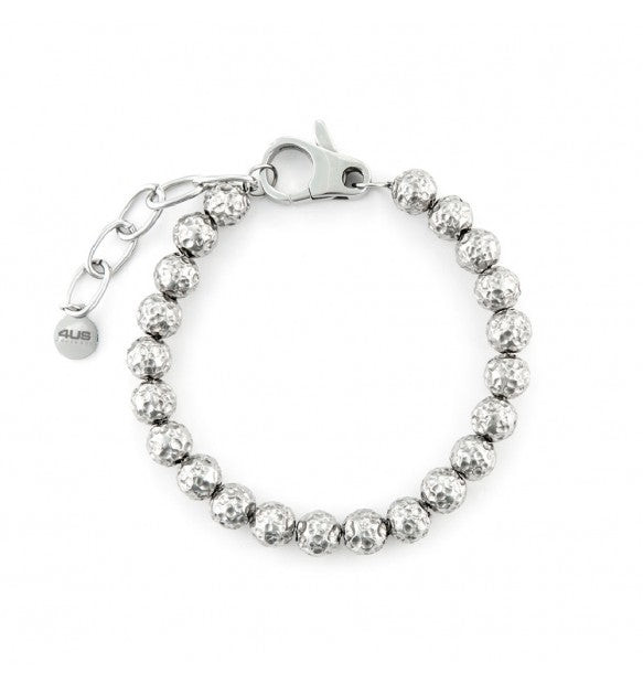 Paciotti Bracciale Uomo con Sfere Martellate | Acciaio Anallergico | Ø 8 mm