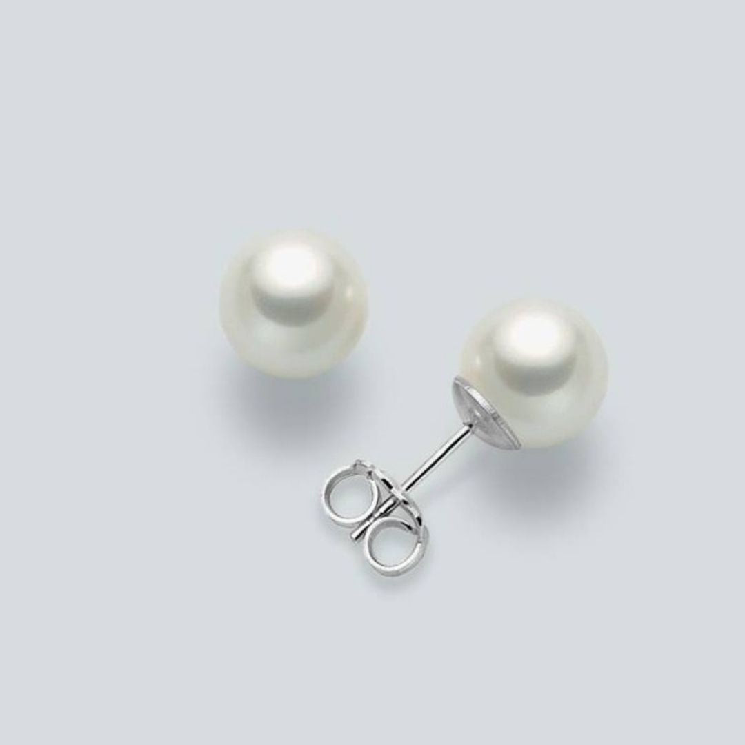 Nimei Orecchini Donna Perle Akoya 5,5-6mm | Oro Bianco 18Kt | Farfalline