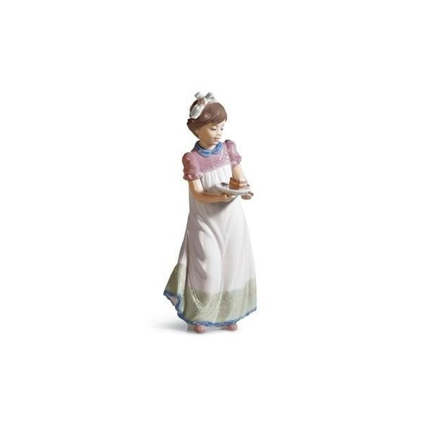 Lladrò Statuetta Bambina con Torta | Porcellana Lucida | H20 cm