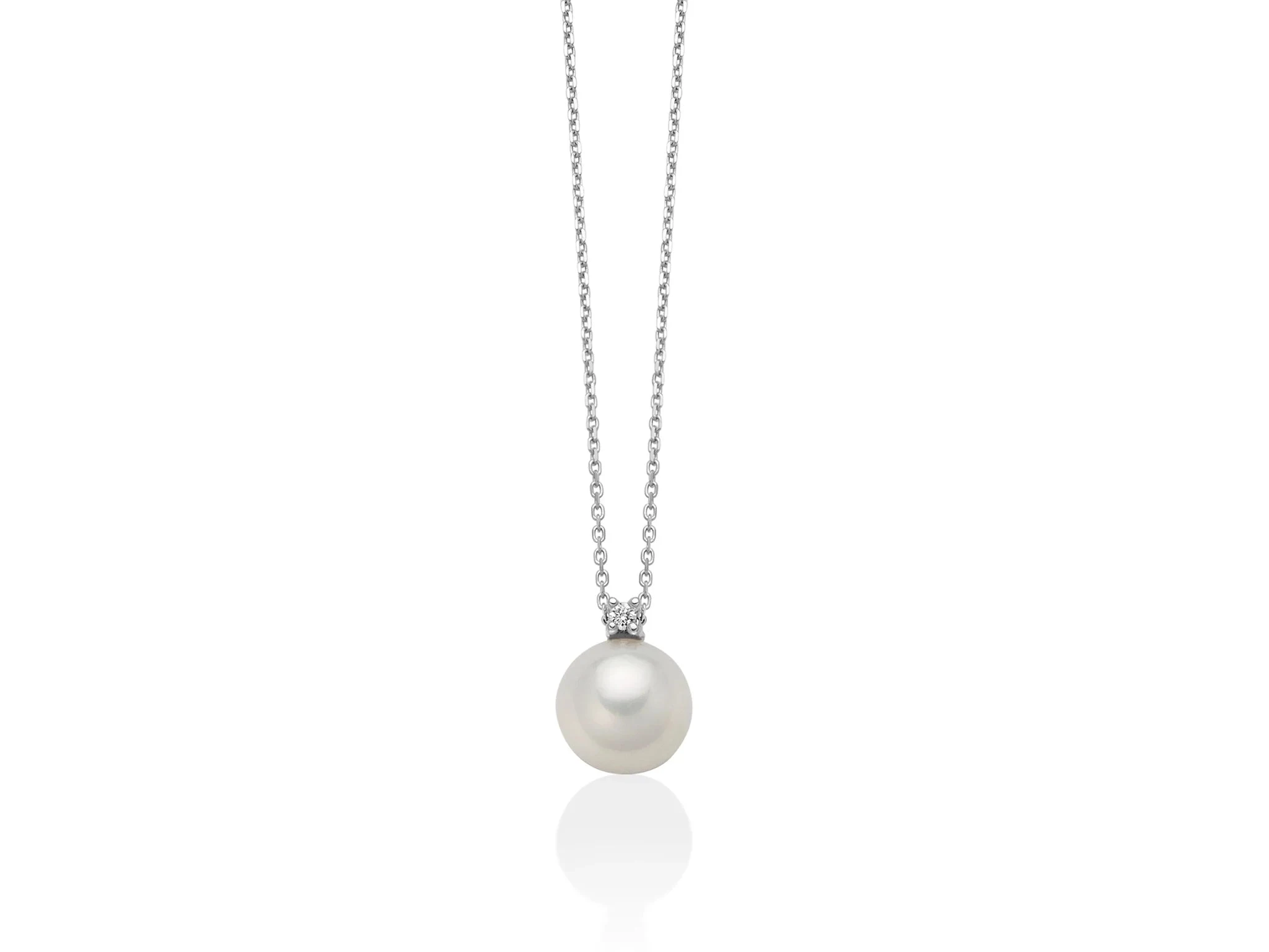 Miluna | Collana Donna | Perla 7-7,5 mm | Diamante 1 pt | Oro Bianco 18 kt