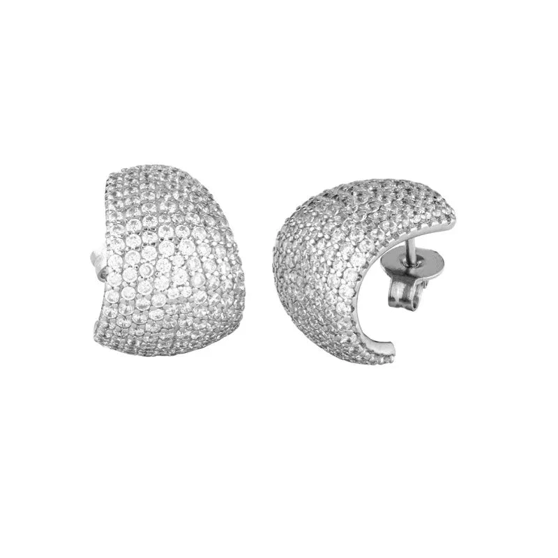 Marcello Pane Orecchini Donna Venice | Argento 925 Rodio | Zirconi Bianchi