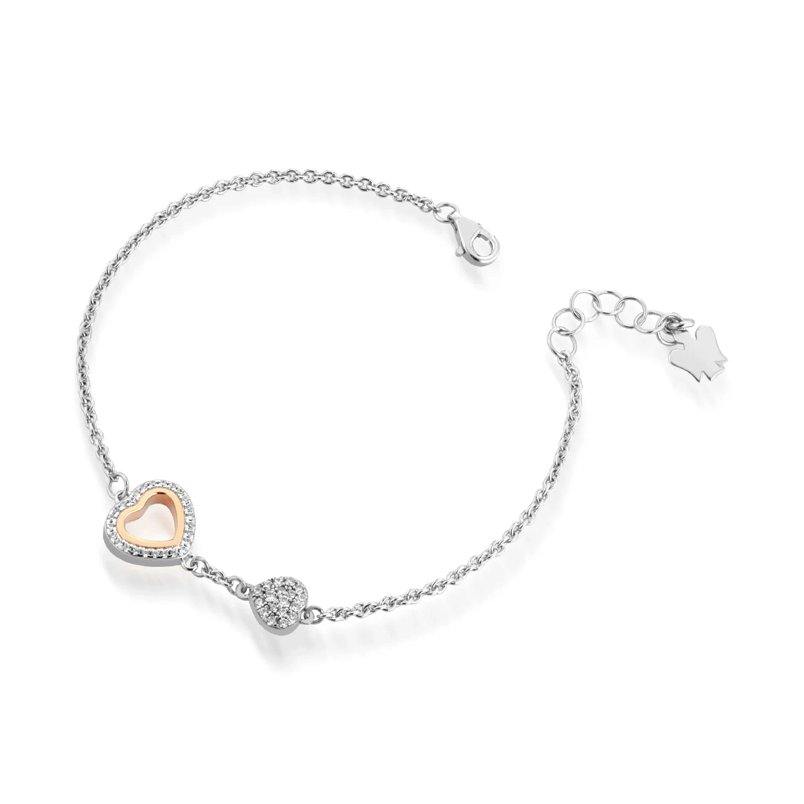 Roberto Giannotti | Bracciale Donna | Due cuori | Argento 925 rosé | Zirconi