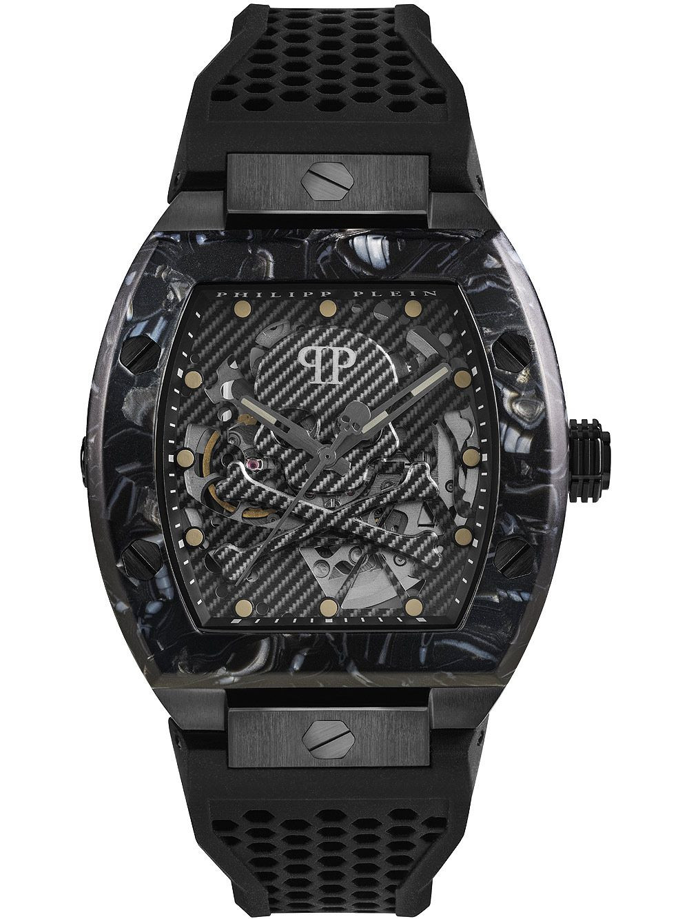 Philipp Plein Orologio Uomo Automatico 44 mm | Acciaio IP Nero | Silicone Nero