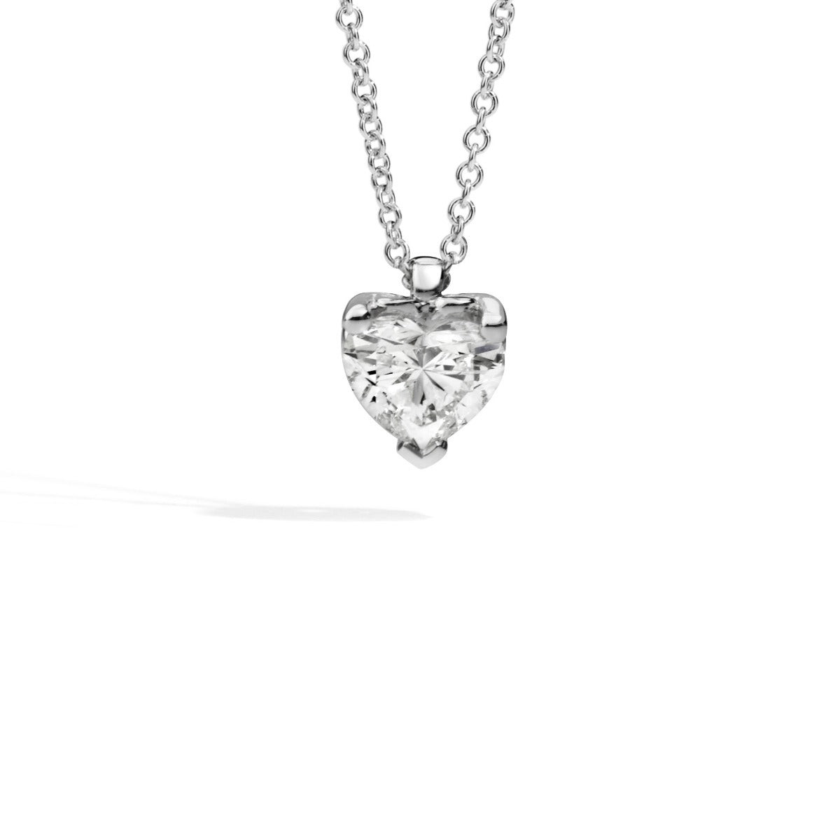 Recarlo Collana Donna Punto Luce Cuore 0,40 ct | Oro Bianco 18K | Diamante G-VS