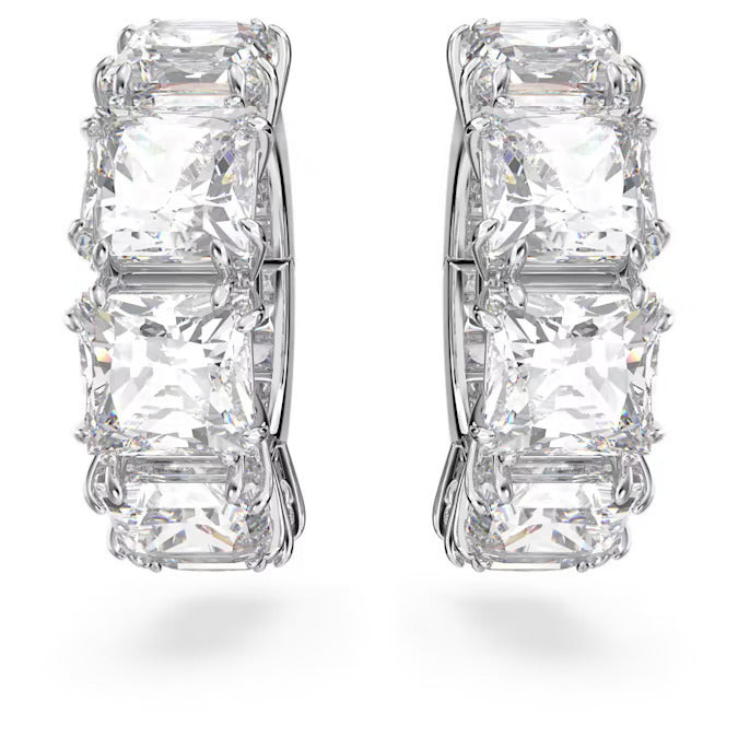 Swarovski Orecchini Donna Cristalli Square Cry | Rodio | Clip 2,3 cm