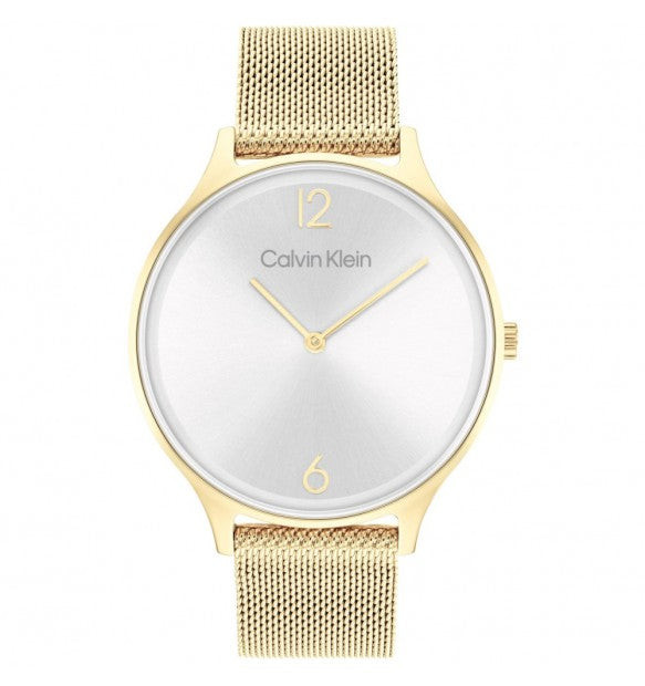 Calvin Klein Orologio Donna Solo Tempo | Acciaio Inox Oro | Quadrante Argento