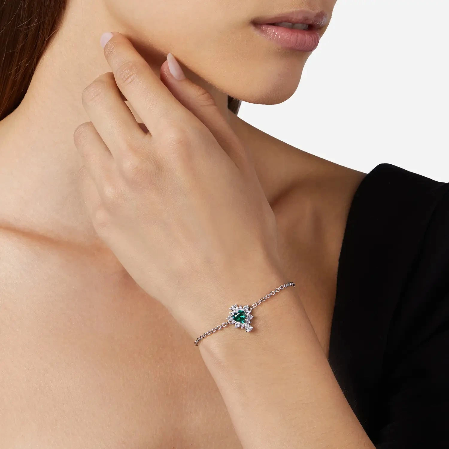 Chiara Ferragni Bracciale Donna Cuore Verde | Rodio Placcato | Zirconia Cubica