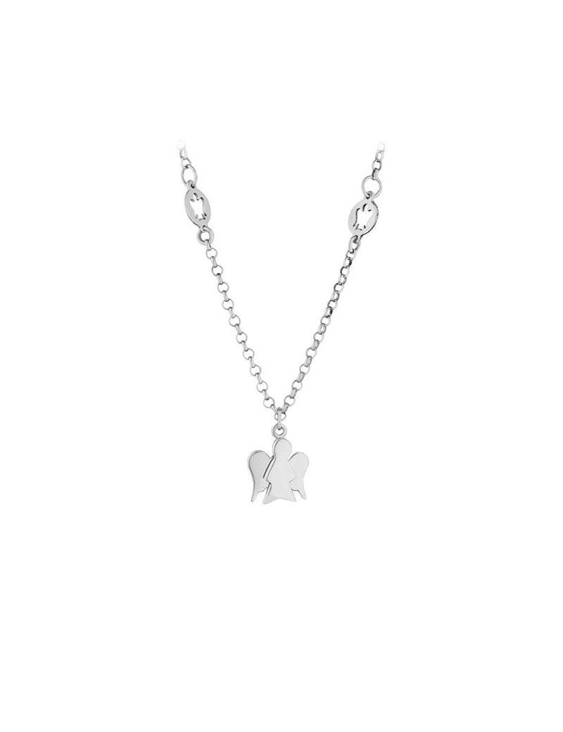 Roberto Giannotti Collana Donna con Pendente Angelo | Oro Bianco 9KT | 45,5 cm