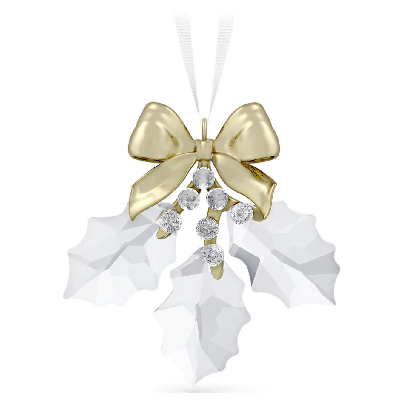 Swarovski Statuine Foglie d'Agrifoglio | Cristalli | Finitura oro champagne