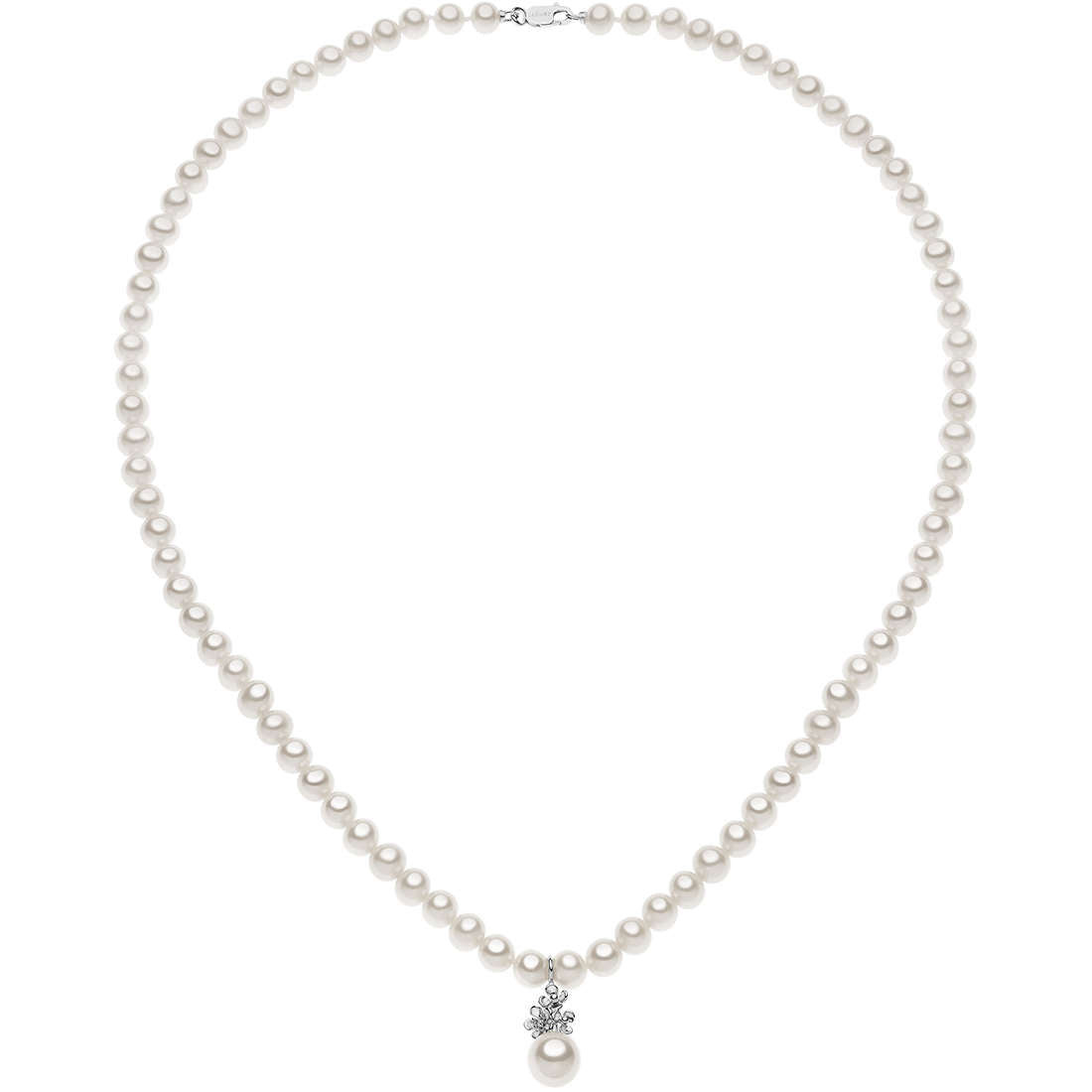 Comete Collana Donna Girocollo Perle | Oro Bianco 750 | Diamanti 0,75ct
