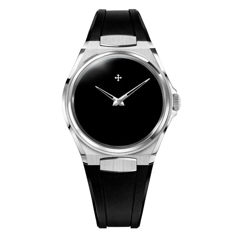 Venezianico Arsenale Ultrablack con quadrante nero senza indici e cinturino integrato nero.