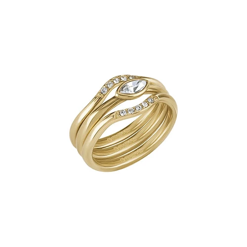 Breil Anello Donna Trio Power Tre Fedine | Acciaio Dorato | Cubic Zirconia