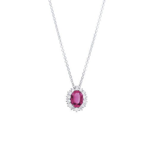 Alfieri & St John Collana Donna Rubino 0,90ct | Oro Bianco 18kt | Diamanti G VS
