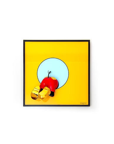 Sequenze Quadro Disney Testa nel Buco su Fondo Giallo | Tela Canvas | 40x40 cm