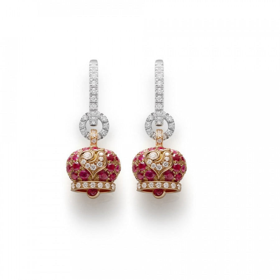 Chantecler Orecchini Donna Campanelle | Oro Rosa 18Kt | Rubini, Diamanti