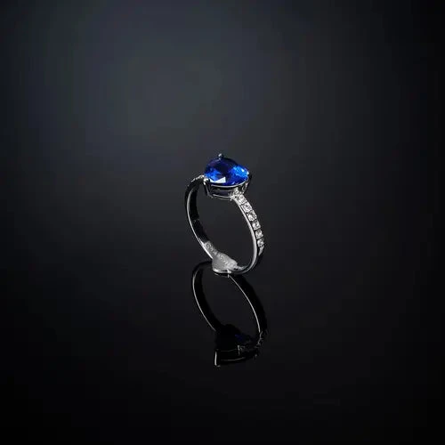 Chiara Ferragni Anello Donna Cuore Blu | Placcato Rodio | Cubic Zirconia