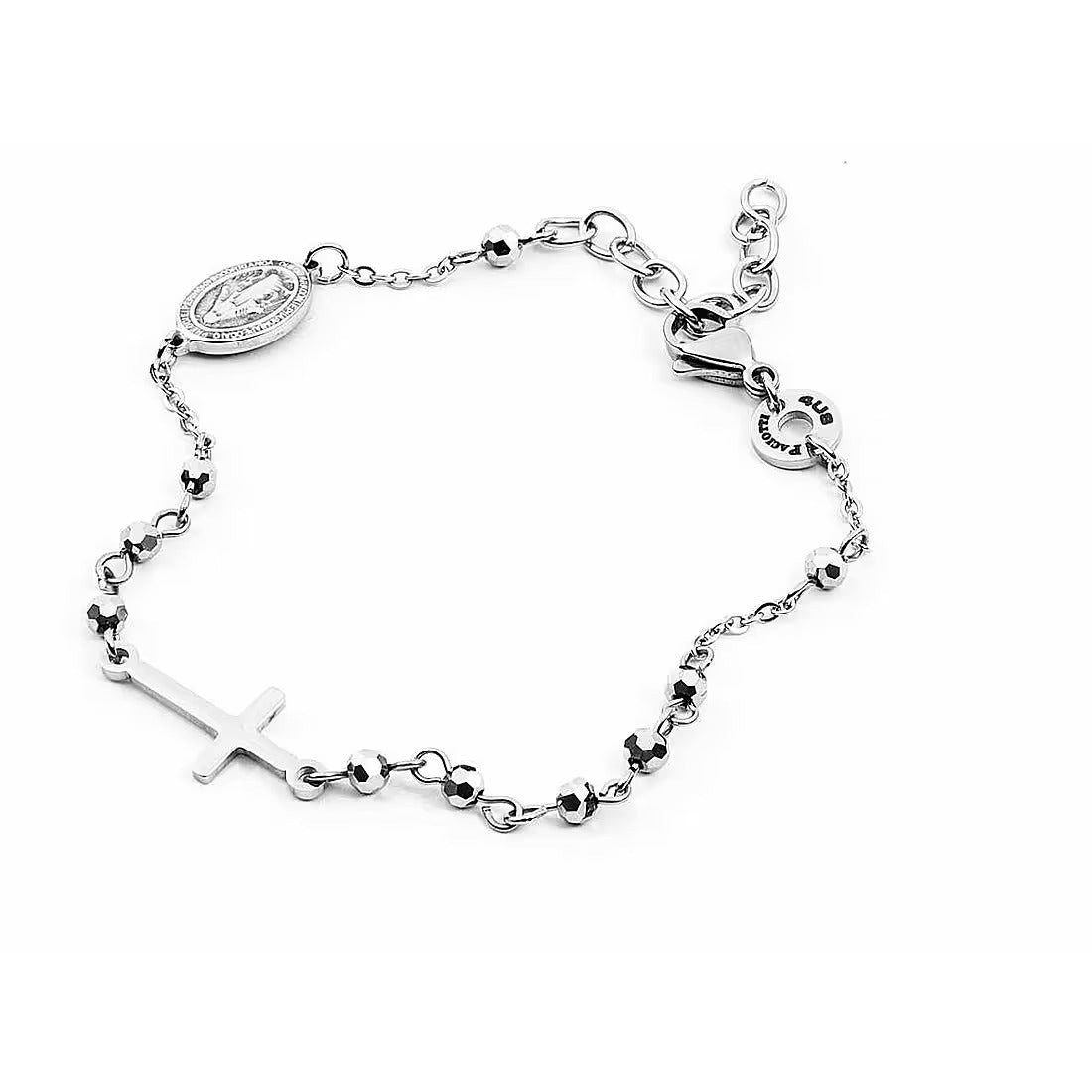 Paciotti Bracciale Uomo Rosario con Croce | Acciaio | Regolabile 18-22 cm