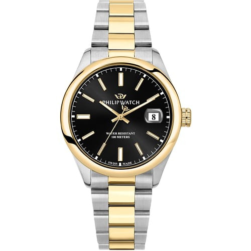 Philip Watch Orologio Uomo Caribe Tempo e Data con Quadrante Nero e Bracciale