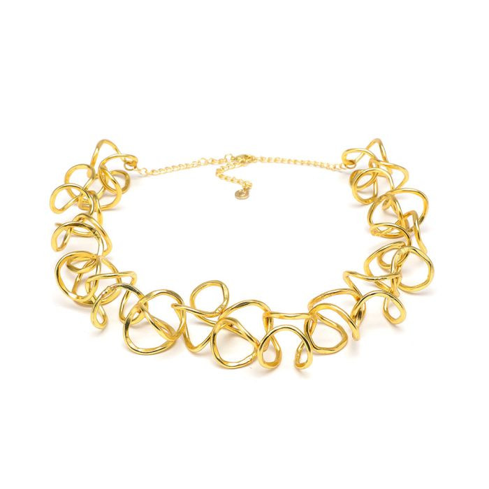 VESTOPAZZO Collana Donna Curve Intrecciate | Ottone Riciclato | Artigianale