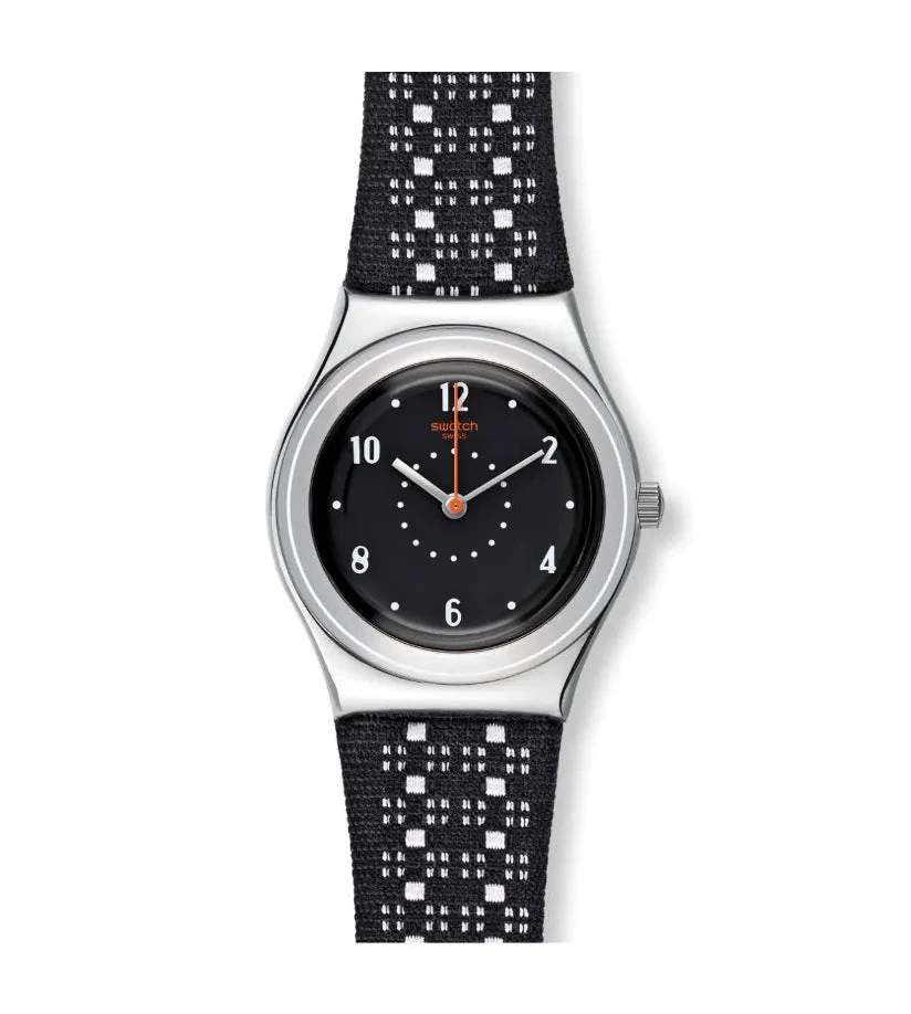 Swatch Orologio Black Puncher | Cinturino Tessuto | Cassa 33mm