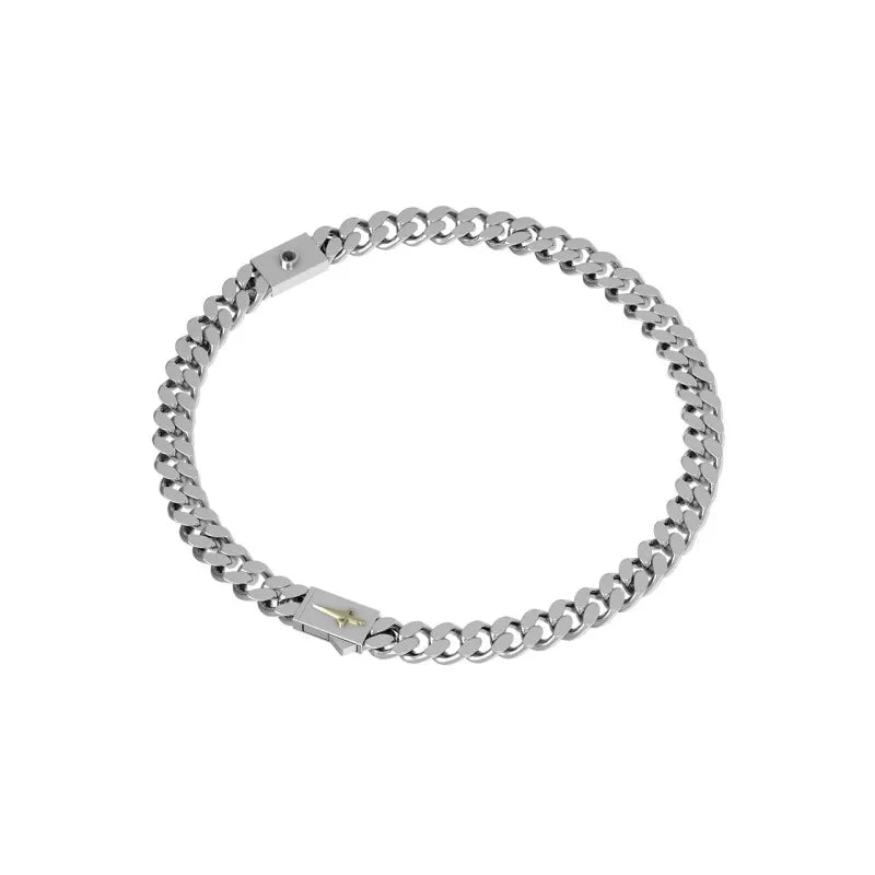 Cesare Paciotti Bracciale Uomo Catena Groumette | Argento 925 | Spinello Nero