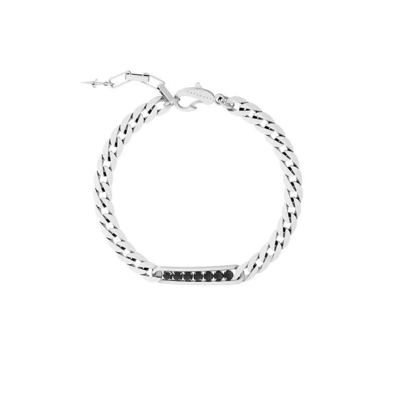 Paciotti Bracciale Uomo Blaze con Spinelli Neri | Argento 925 | Regolabile