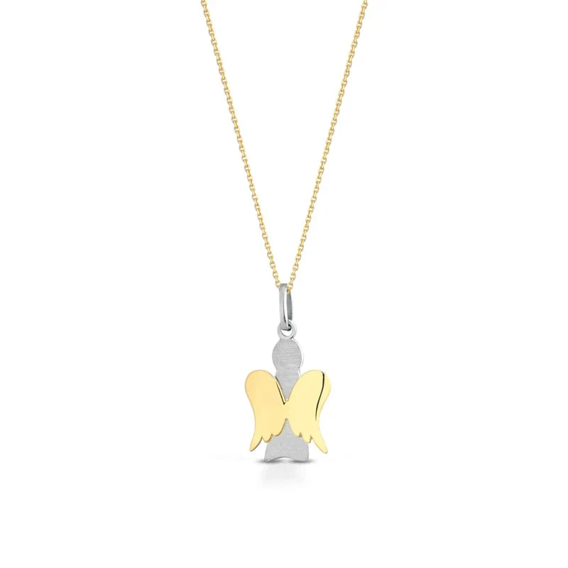 Roberto Giannotti Collana Angelo con Ali in Oro Bianco e Oro Giallo 9 kt