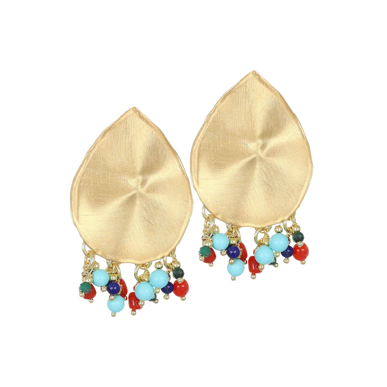 NIVY Orecchini Aluna a Goccia con Corallo e Pietre in Argento 925