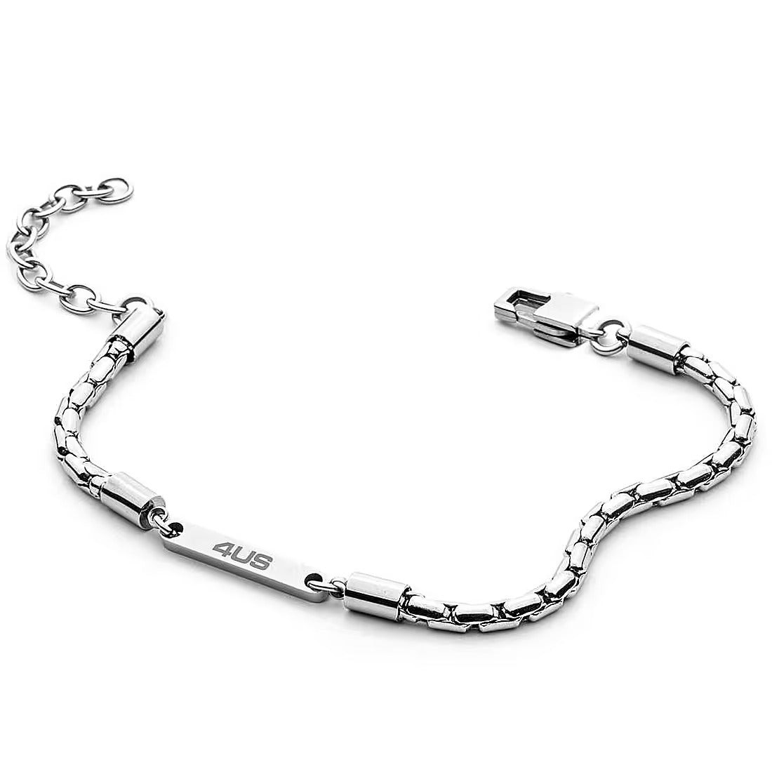 Paciotti Bracciale Uomo Targa Logo Iconico | Acciaio Inox | Regolabile 18-22 cm