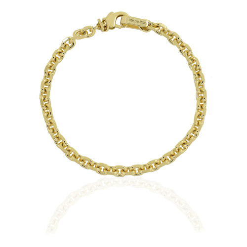 UNOAERRE Bracciale Uomo Catena Ovale Dorata | Dorato Lucido | 21,5 cm
