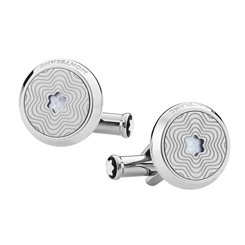 Montblanc | Gemelli Uomo | Inserto Madreperla | Acciaio Inox | Box Originale