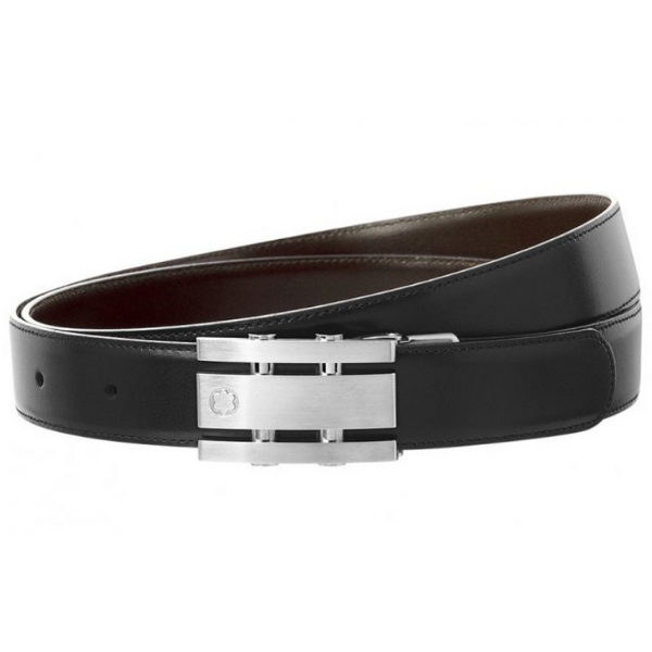 Montblanc Cintura Uomo Reversibile Nero/Marrone | Pelle | Fibbia Palladio