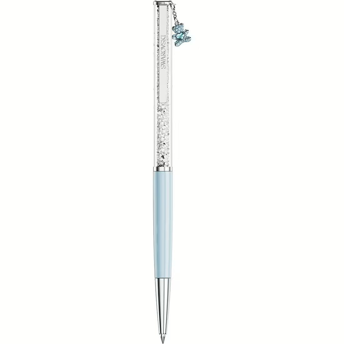 Penna a sfera Swarovski Crystalline azzurra con cristalli e charm a orsetto blu