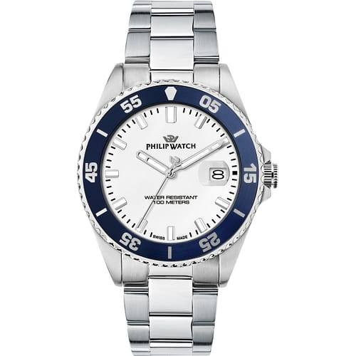 Philip Watch Orologio Uomo Caribe Sport con Quadrante Bianco e Bracciale in