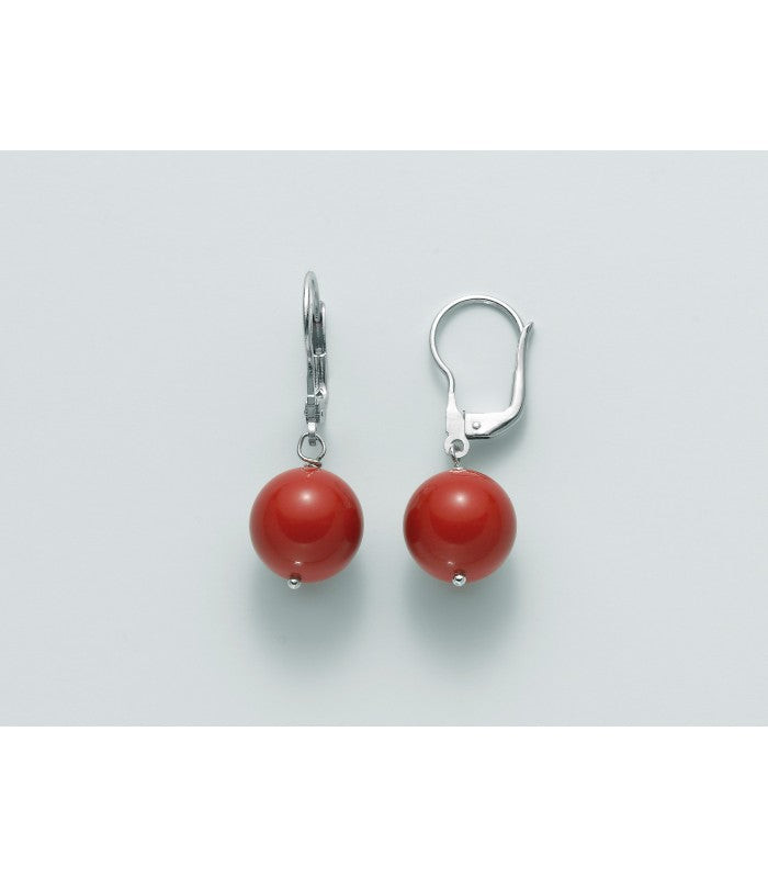 Miluna Orecchini Donna Pendenti Corallo Rosso | Argento 925 | 3 cm