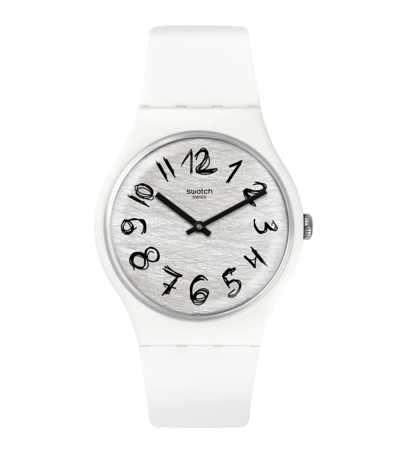 Swatch Orologio Design Minimalista | Silicone Bianco | Impermeabile 30m