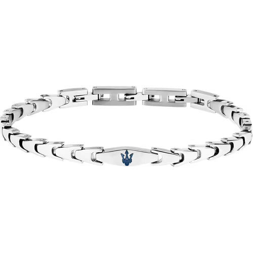 Maserati Bracciale Uomo Iconic Acciaio con Tridente Blu