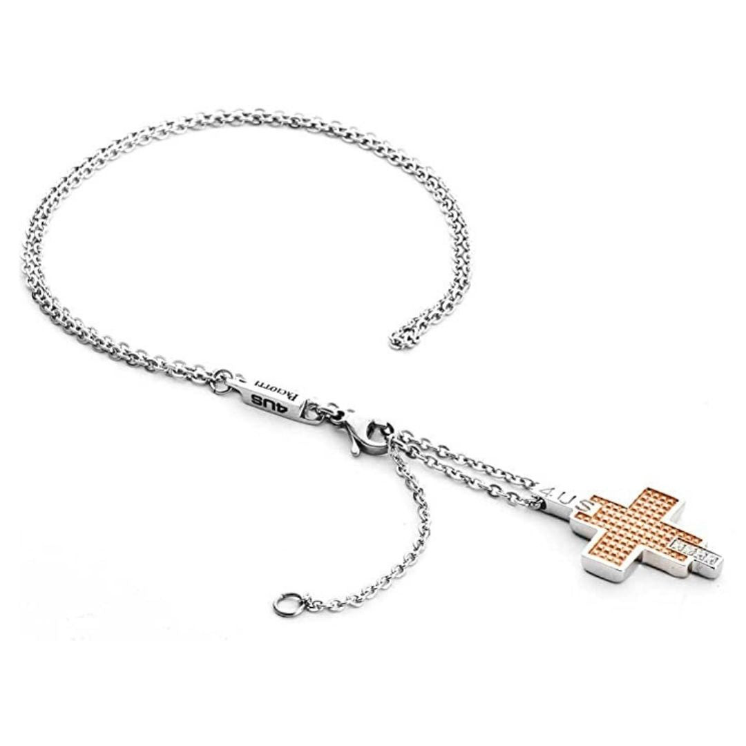 Paciotti Collana Uomo Many Star | Acciaio con dettagli rosé | Croce moderna