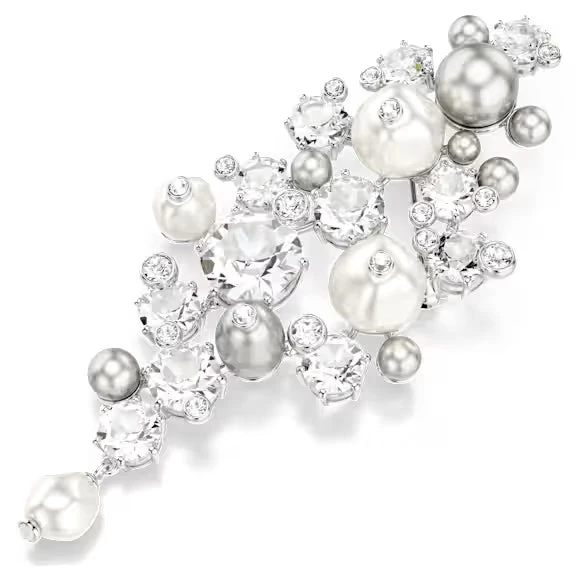 Swarovski | Spilla | Stella scintillante | Cristalli & Perle | Placcatura rodio