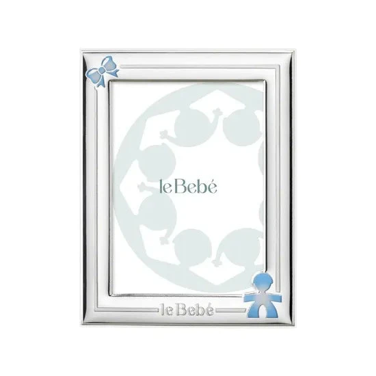 Le Bebè Cornice Portafoto Bimbo con Fiocco in Argento PVD e Smalto 13x18