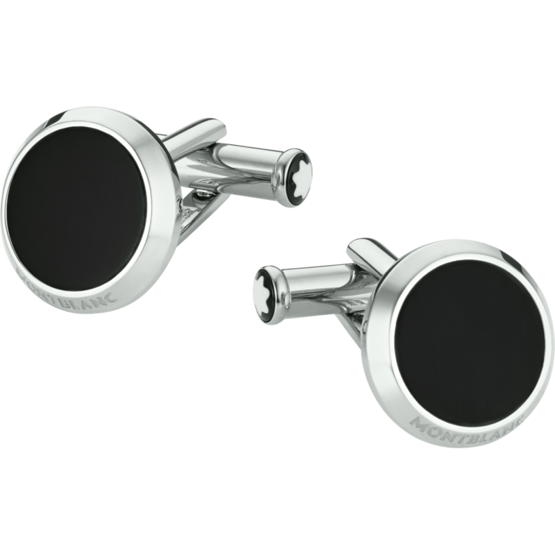 Montblanc Gemelli da Polso Meisterstück in Acciaio e Onice 112896