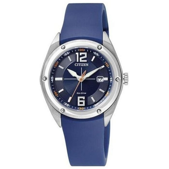 Citizen Orologio Uomo Eco Drive Carica Luce | Acciaio inox | Cinturino Gomma Blu