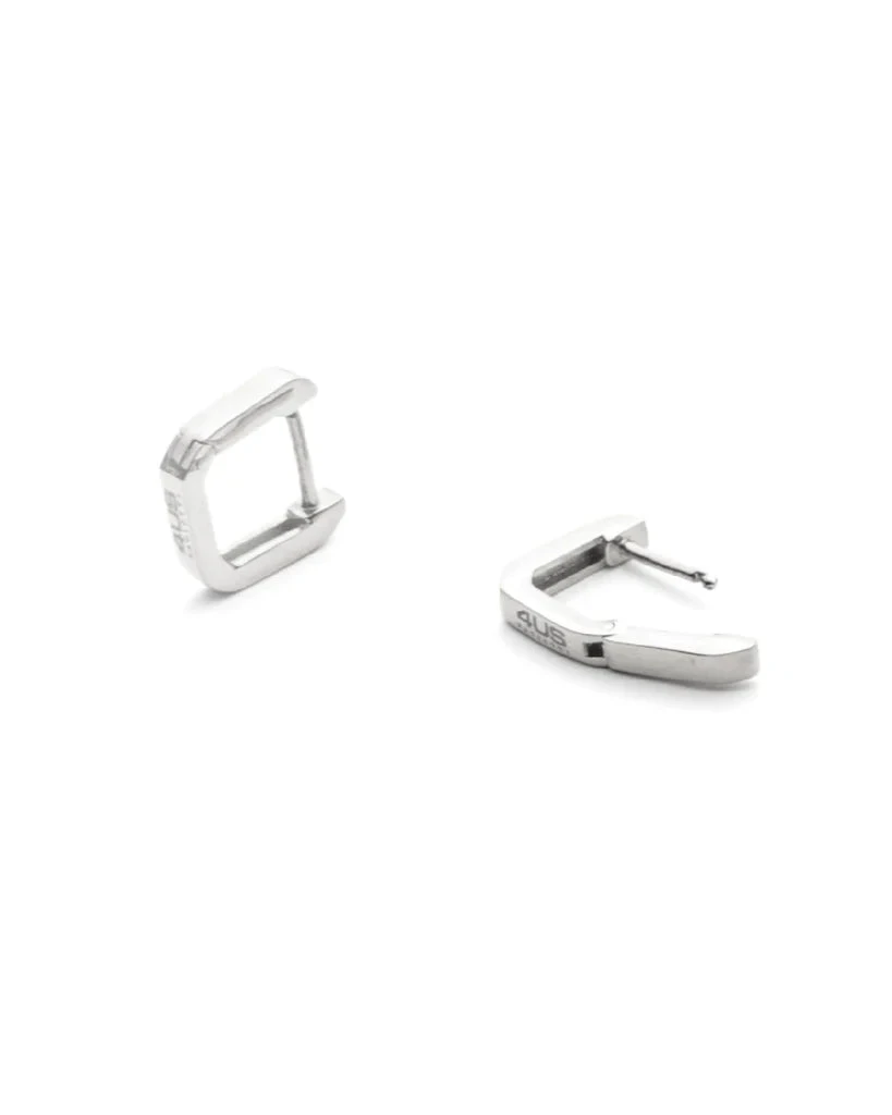 Paciotti | Orecchini Uomo | Cerchio Squadrato 1 cm | Acciaio 316L | Argento