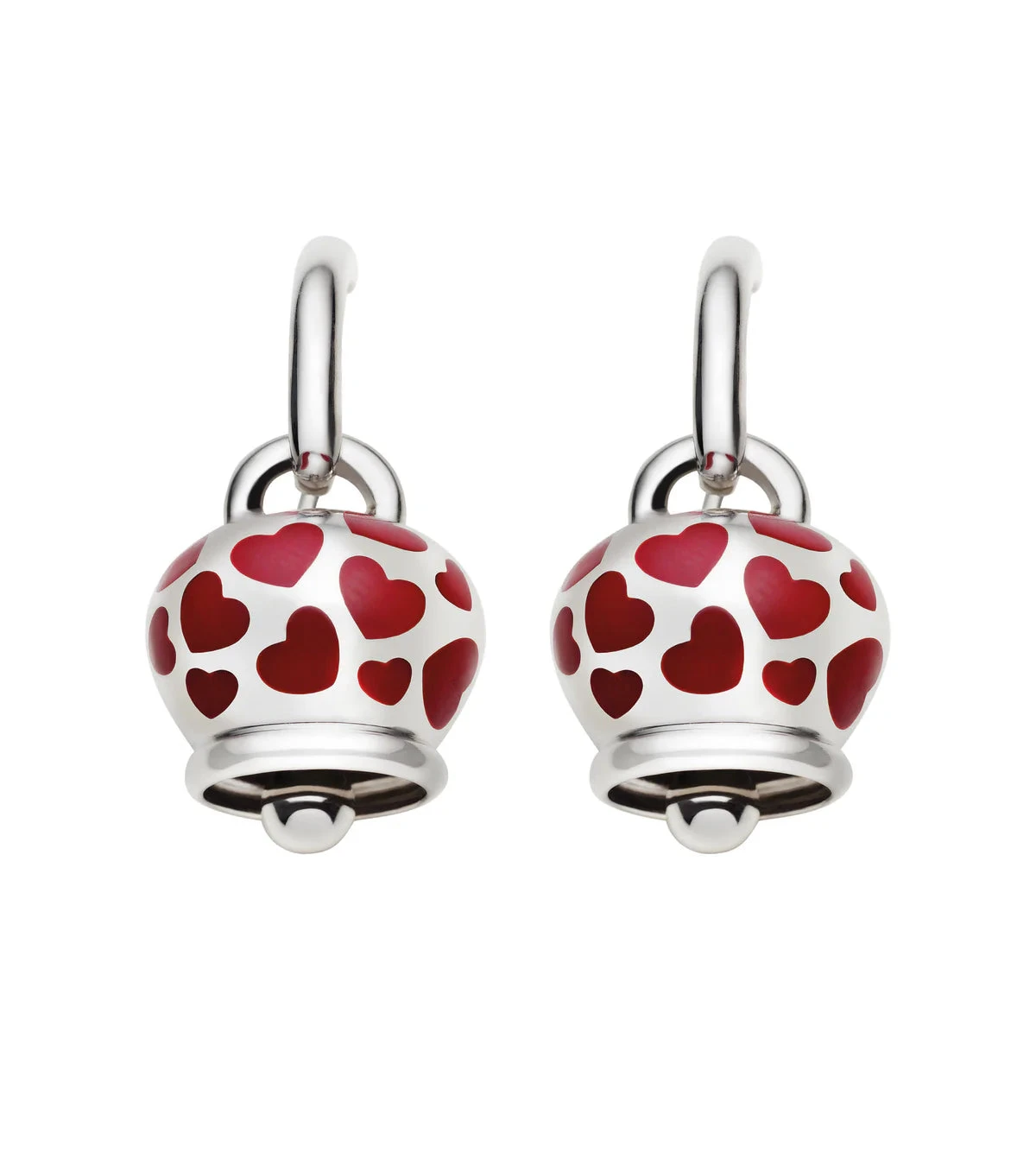 Chantecler Et Voilà Orecchini Campanella in Argento con Cuori Rossi