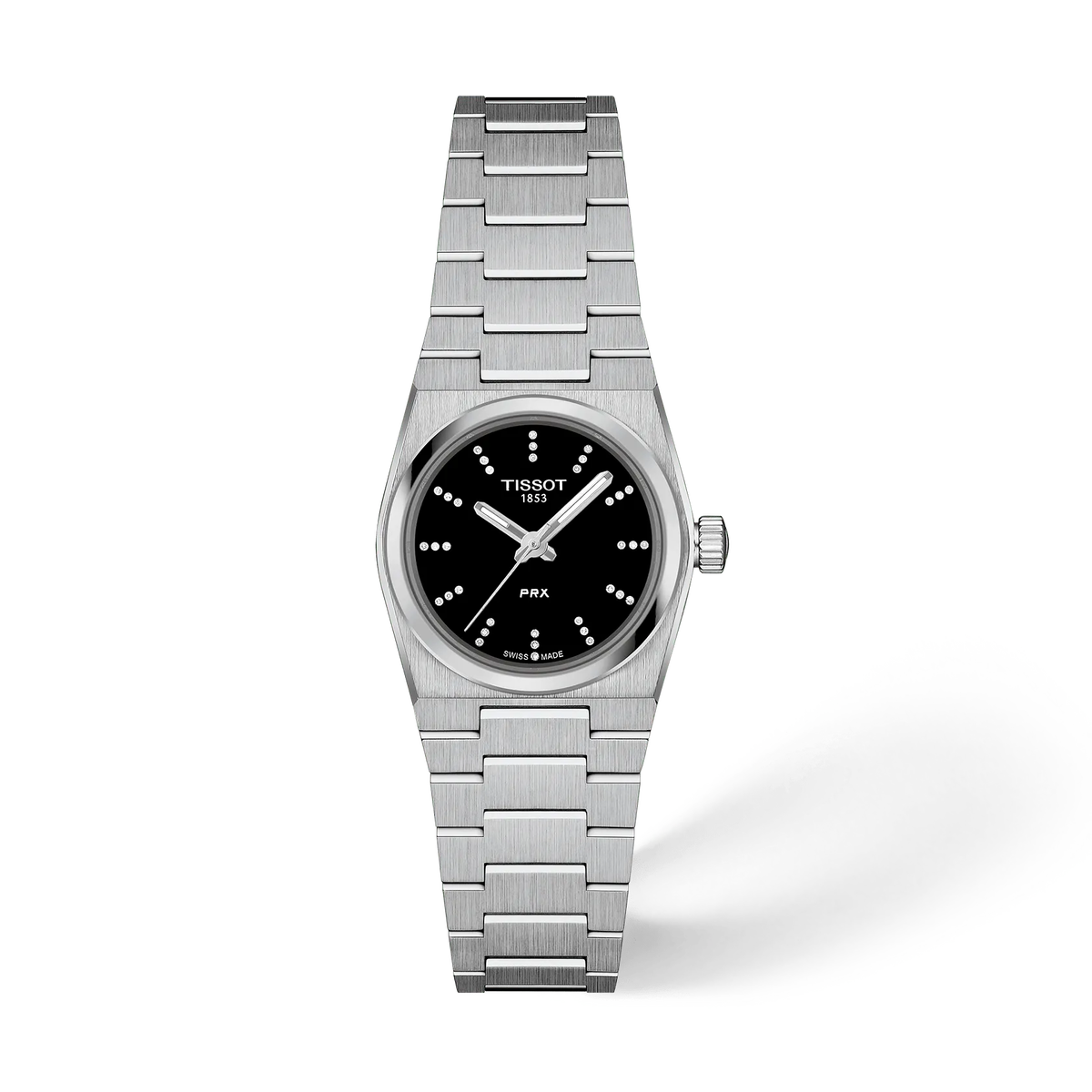 Tissot PRX 25 mm Donna al Quarzo con Quadrante Nero e Diamanti