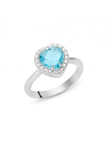 Miluna Anello Donna Cuore Topazio Azzurro | Argento 925 Rodio Silver | 2,30 ct