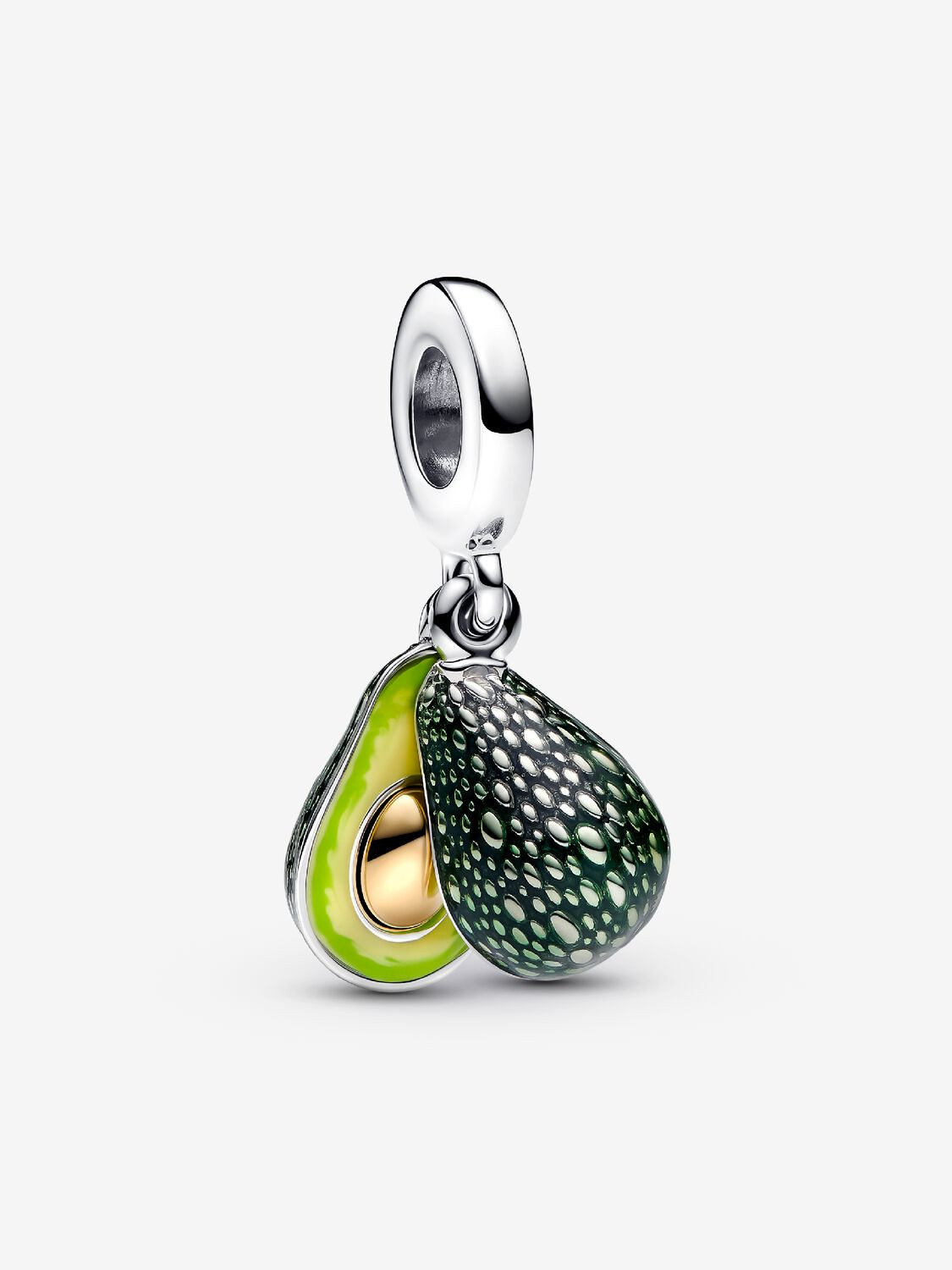 Pandora | Charm pendente | Avocado smaltato | Seme oro 14k | Per bracciali