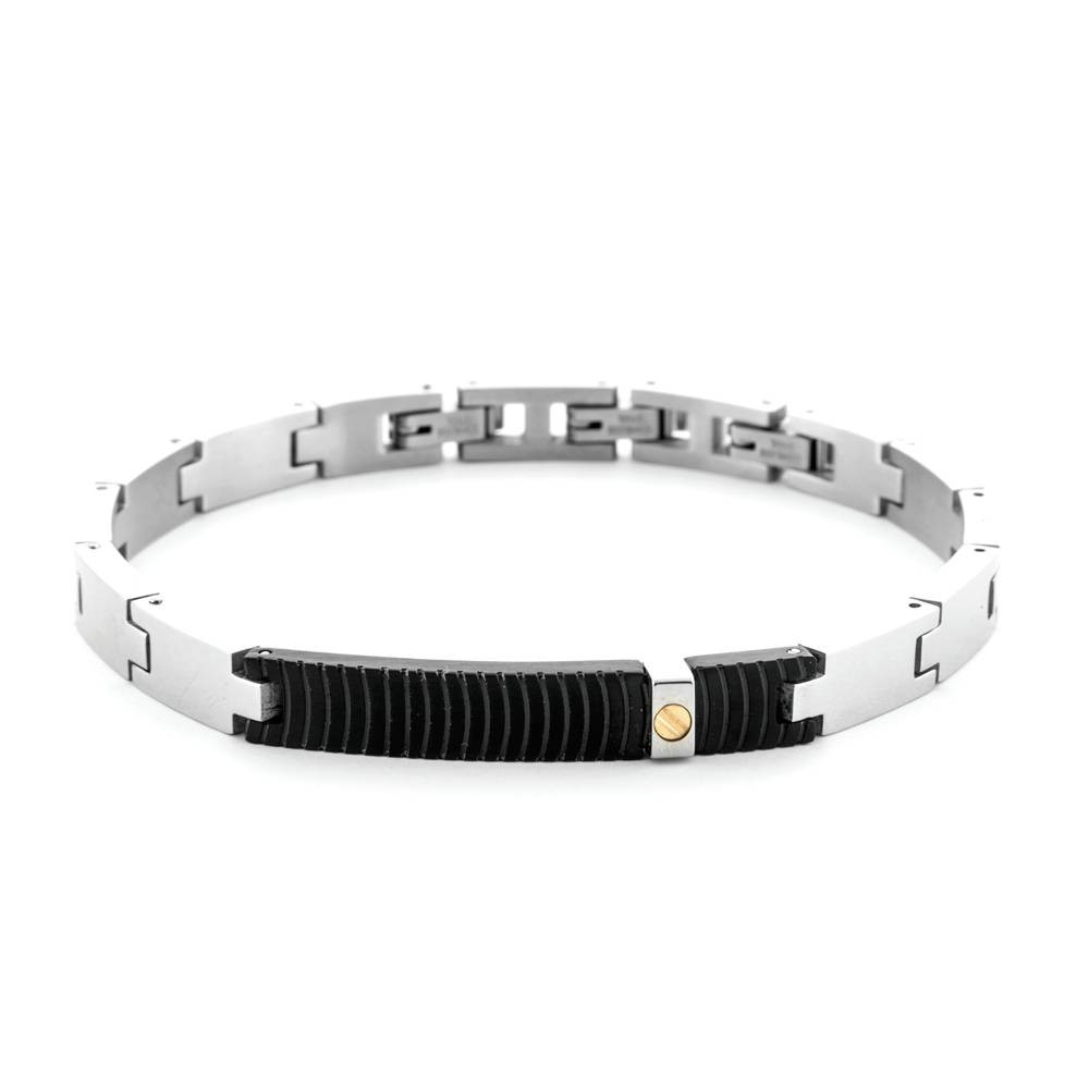 Cesare Paciotti 4Us Bracciale Uomo Targa PVD | Acciaio/Oro 18kt | Regolabile